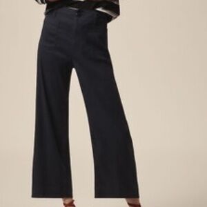Maeve Colette Navy Linen Crop Pants